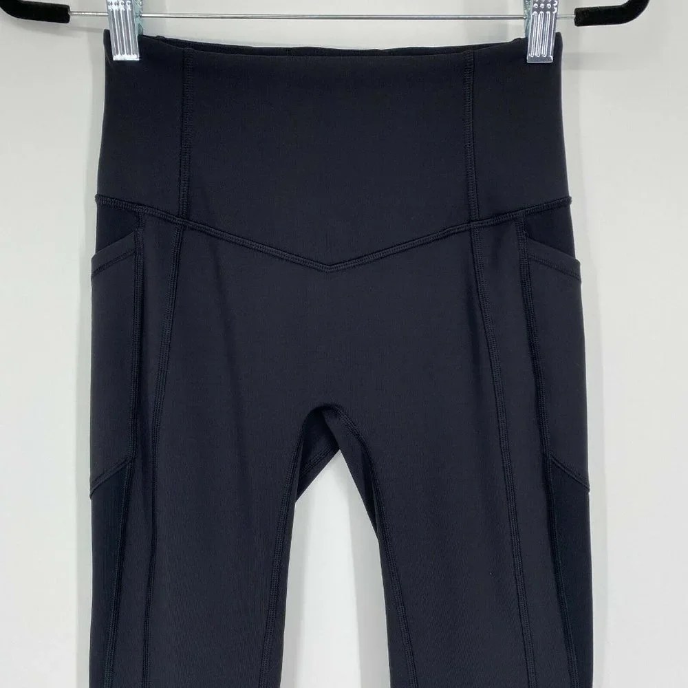 Lululemon All The Right Places Yoga Leggings Size 4 Mid Rise Stretch Crop Black - Picture 2 of 10